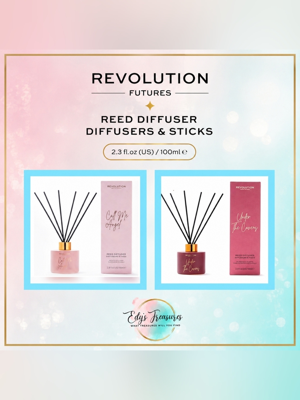 Revolution Reed Diffuser 2 Pack Call Me Angel Under The Covers NEW